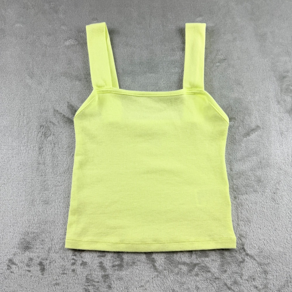 American Eagle Women's XS Ribbed Square Neck Tank Top Neon Yellow
